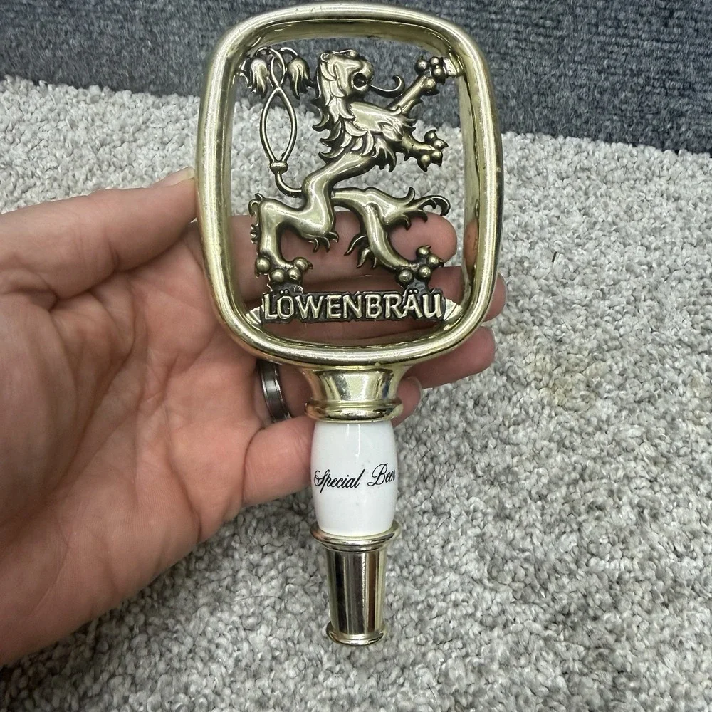 Vintage Lowenbrau filigree design beer tap handle man cave‎ bar